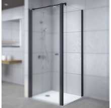 Paroi latérale pour porte de douche Breuer Elana 100cm en verre décoratif Terrazzo blanc, profilé couleur noire-thumb-0