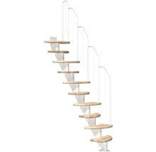 Escalier à limon central Pertura Aris avec balustrade standard 11 montées 64 cm chêne bois lamellé-collé/blanc-thumb-0