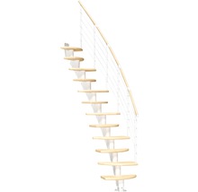 Escalier à limon central Pertura Aris avec balustrade en acier inoxydable 14 montées 64 cm hêtre bois lamellé-collé/blanc-thumb-0