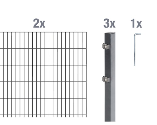 Kit de panneaux rigides double fil ALBERTS 6/5/6 400 x 80 cm anthracite