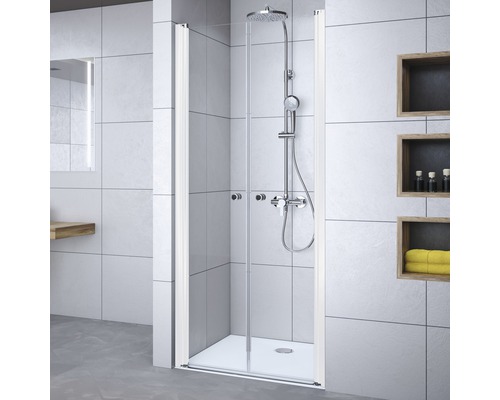 Porte de douche en niche Breuer Elana 100 cm en verre transparent, profilé couleur blanche 1631011001005-0