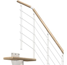 Escalier à limon central Pertura Malva droit avec balustrade en acier inoxydable 11 montées 65 cm chêne bois lamellé-collé/blanc-thumb-2