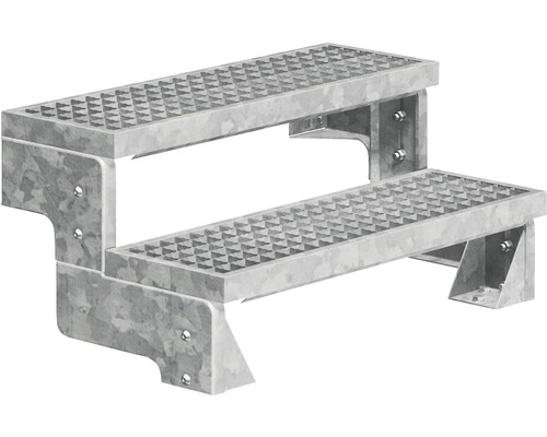 Escalier extérieur Pertura Tallis sans balustrade 2 pas de marche 100 cm grille caillebotis-0