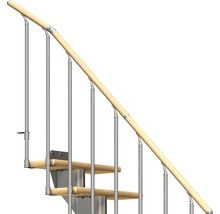 Escalier à limon central Pertura Alena 1/4 tournant avec balustrade à une barre 11 montées 75 cm bouleau multiplex/gris-thumb-3