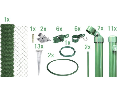 4-Eckgeflecht Set ALBERTS Maschenweite 60 mm zum Aufschrauben 25 x 1 m grün