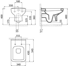 Kit de WC suspendu, vasque Cubo 2.0 avec abattant WC blanc et revêtement-thumb-1