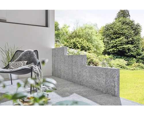 Palissade rectangulaire FLAIRSTONE Granit gris 25 x 10 x 50 cm
