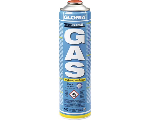 Cartouche de gaz Thermoflamm bio GLORIA - cartouche de gaz sous pression 600 ml, bouteille de gaz avec mélange propane butane