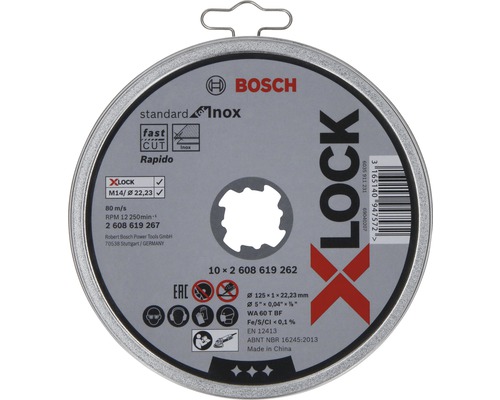 Disque à tronçonner boîte de 10 Ø 125x22,23x1 mm Standard for Inox, fixation X-LOCK