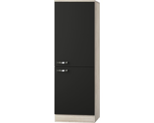 Meuble pour réfrigérateur encastrable 88 Optifit Faro220 60 x 60 x 174,4 cm façade anthracite mat corps acacia