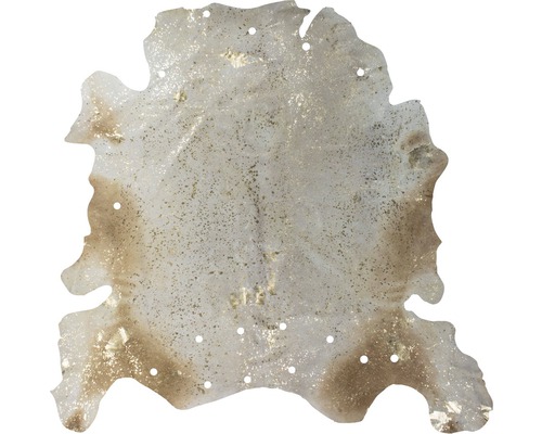 Peau de vache véritable Glam 110 ivoire-or 135x165 cm