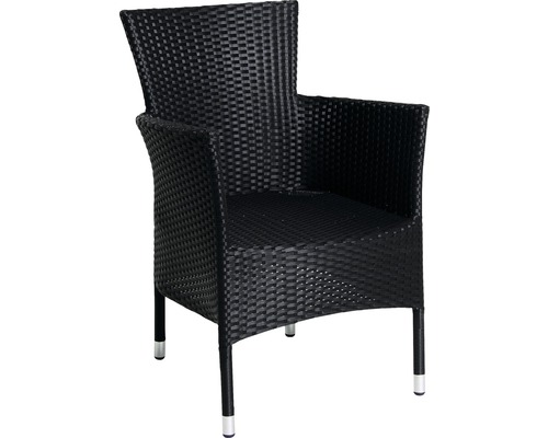 Chaise de jardin Acamp Cesar 59 x 58 x 84 cm rotin synthétique noir empilable-0