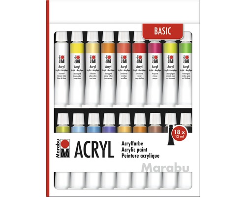 Ensemble de 5 tubes de peinture acrylique, blanc, rouge, or, argent, noir,  100 ml - HORNBACH Luxembourg
