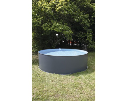 Kit piscine hors sol à paroi en acier rond Ø350x90 cm avec groupe de filtration à sable, échelle et skimmer gris Kit piscine hors sol à paroi en acier rond Ø350x90 cm avec groupe de filtration à sable, échelle et skimmer gris