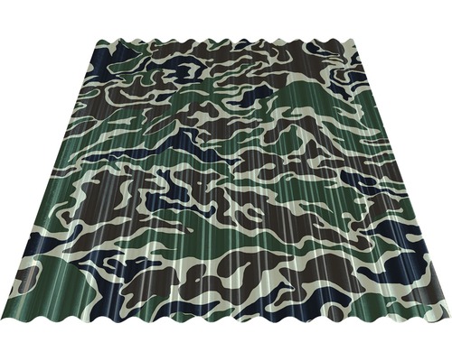 Tôle ondulée PRECIT Sinus S18 76/18 camouflage 1200 x 883 x 0,4 mm