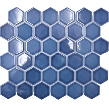 Mosaïque en céramique HX530 Hexagon Uni vert bleu brillant-thumb-0