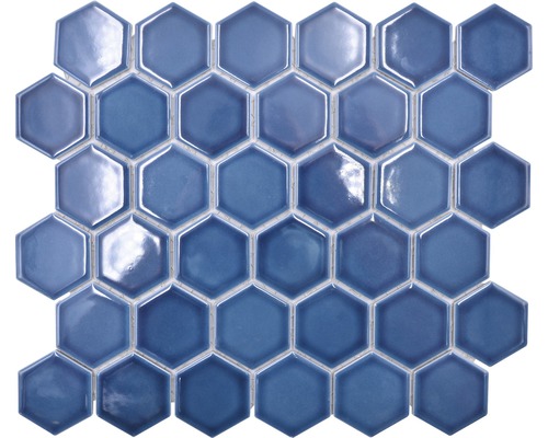 Mosaïque en céramique HX530 Hexagon Uni vert bleu brillant-0