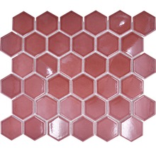 Mosaïque en céramique HX540 Hexagon Uni rouge bordeaux brillant-thumb-0