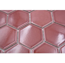 Mosaïque en céramique HX540 Hexagon Uni rouge bordeaux brillant-thumb-4