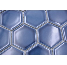 Mosaïque en céramique HX530 Hexagon Uni vert bleu brillant-thumb-3