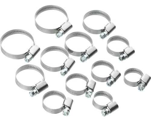 Kit de colliers de serrage acier inoxydable 12-40 mm 12 pces - HORNBACH  Luxembourg