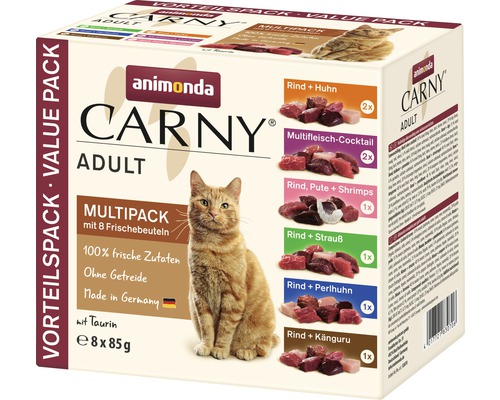 Nourriture humide pour chats, animonda Carny Adulte Multipack 8x85 g