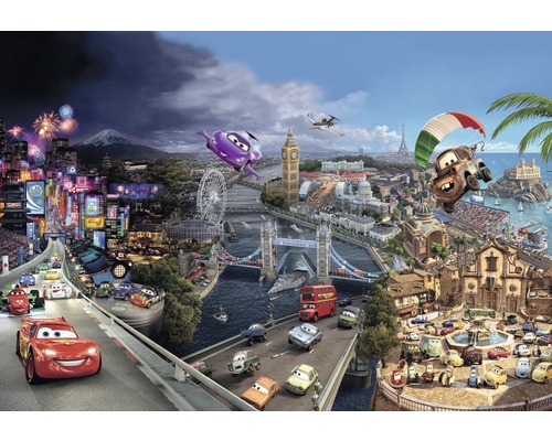 Papier peint panoramique SD400 Disney Cars World 8 pces 368 x 254 cm