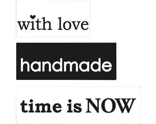 Empreintes « ...love »,« handmade »,« time... », 3 pièces