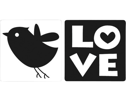 Empreintes « Love » + oiseau, 2 pièces