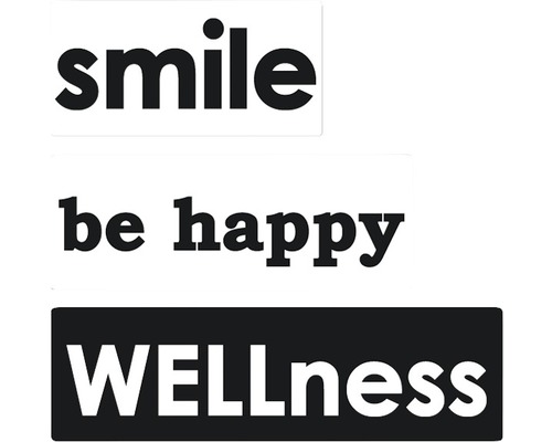 Empreintes « smile », « be happy », « WELLness », 3 pièces