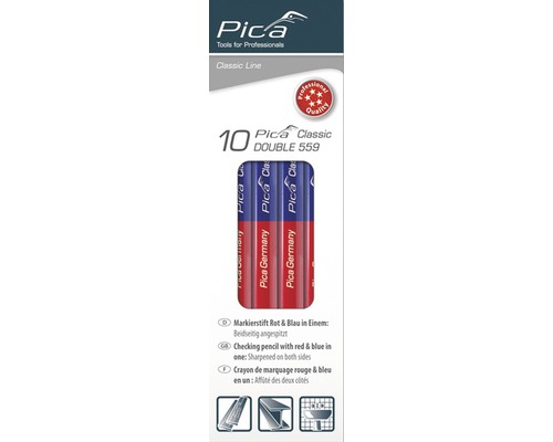 Crayon de marquage Pica Classic double 559 10 pièces 175 mm bleu et rouge