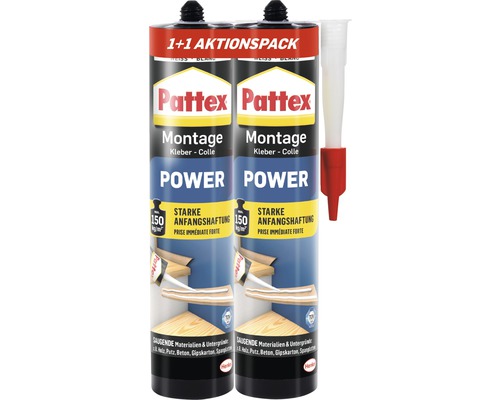Pattex Montage Power blanc 370 g 1+1 lot promotionnel-0