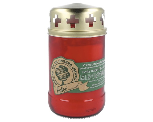 Lampe à huile en verre Hofer avec couvercle h 14 cm rouge