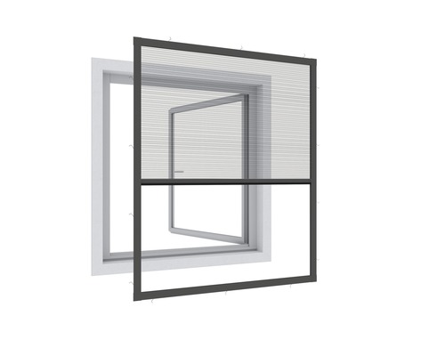 Moustiquaire Windhager EXPERT plissé pour fenêtre sans perçage anthracite 100x120 cm