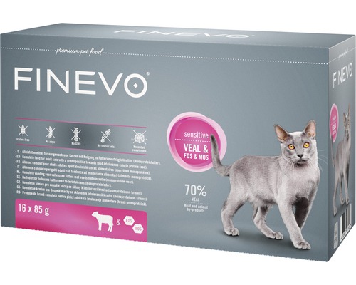 Pâtée pour chats Sensitive Cat FINEVO veau avec Fos&Mos 16x85 g