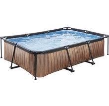 Kit piscine hors sol tubulaire EXIT WoodPool rectangulaire 300x200x65 cm avec épurateur à cartouche aspect bois-thumb-0