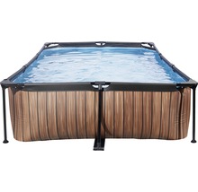 Kit piscine hors sol tubulaire EXIT WoodPool rectangulaire 300x200x65 cm avec épurateur à cartouche aspect bois-thumb-1