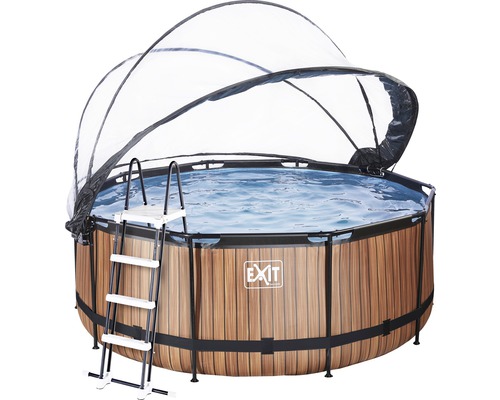Aufstellpool Framepool-Set EXIT WoodPool rund Ø 360x122 cm inkl. Sandfilteranlage, Abdeckung & Leiter Holzoptik Aufstellpool Framepool-Set EXIT WoodPool rund Ø 360x122 cm inkl. Sandfilteranlage, Abdeckung & Leiter Holzoptik