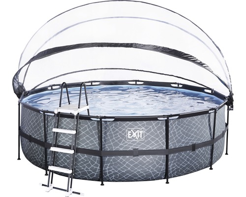 Piscine tubulaire hors sol EXIT StonePool Ø 450 cm H 122 cm avec bâche et système de filtre à sable Piscine tubulaire hors sol EXIT StonePool Ø 450 cm H 122 cm avec bâche et système de filtre à sable
