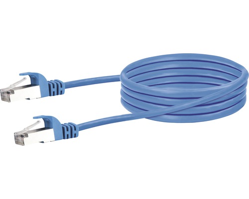 Câble réseau CAT 6 SF/UTP 2 connecteurs RJ45 0,5 m bleu Schwaiger CKB6005 058