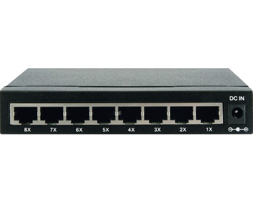 Switch réseau 8 niveaux/8 ports, 8x prise femelle RJ45, lxHxp 136,5x25x75 mm