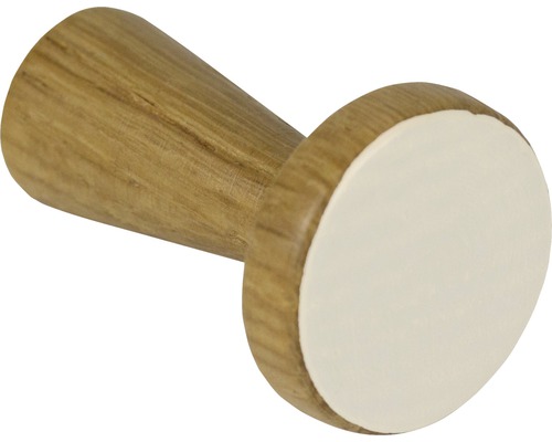 Bouton de meuble, de crochet de portemanteau en bois de chêne blanc laqué Øxh 27x40 mm