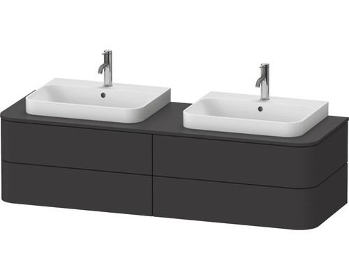 Meuble sous-vasque Happy D.2 Plus suspendu au mur avec 2 tiroirs pour éviers des deux côtés 160 x 55 cm graphite supermat sans vasque ni console HP4974B8080