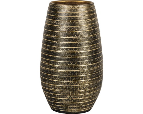 Vase intérieur Passion for Pottery Solano argile Ø 22 cm h 40 cm noir/or