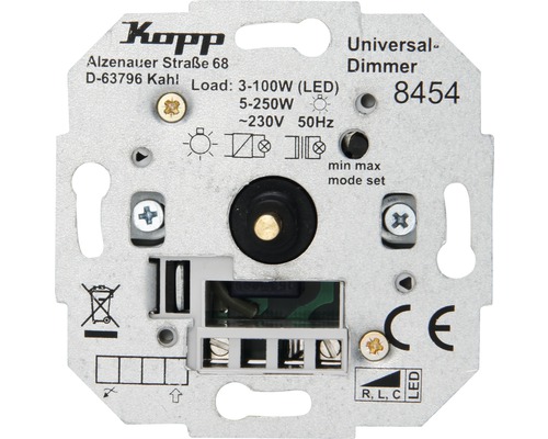 Insert poussoir de variateur d'arrêt à LED universel jusqu'à 100W/250W Kopp 845400188