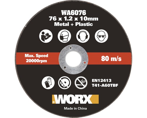 Disque à tronçonner Worx métal pour mini meuleuse d’angle sans fil WX801