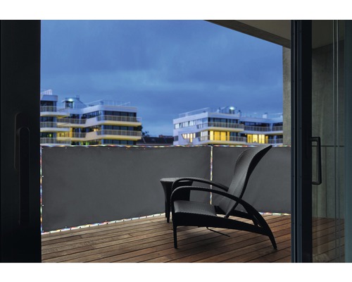 Habillage de balcon à LED gris argent 90x300 cm