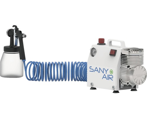 Aerotec SANY AIR Kompressor zum Desinfizieren von Oberflächen inkl. Zerstäuberflasche, Komplettpaket 230V
