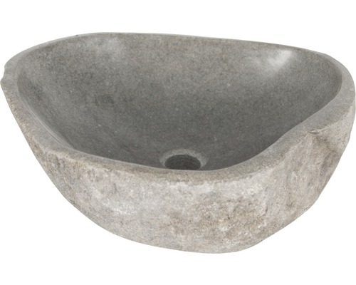 Vasque à poser Differnz Lombok env. 50 cm pierre naturelle Riverstone gris mat 36.102.03