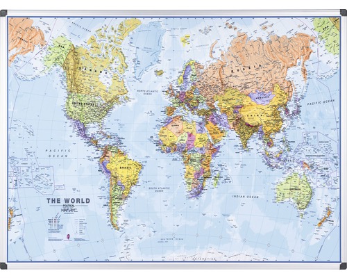 Tableau blanc carte du monde 120x90 cm
